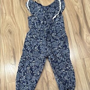 Janie and Jack Blue Jumpsuit with Elegant Floral Design